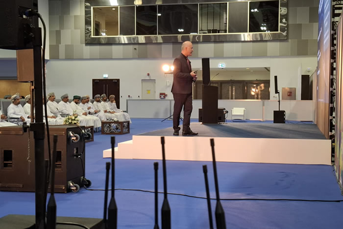 Speaker with Wireless Shure Lapel Microphone